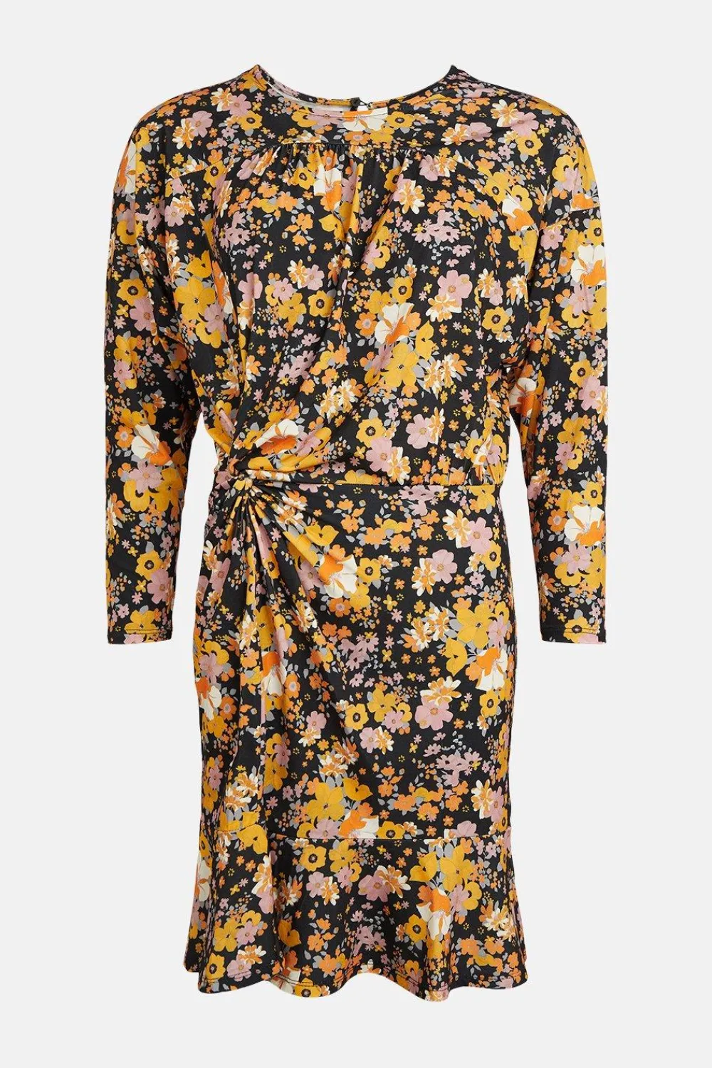 Online Oasis Slinky Jersey Floral Twist Front Mini Dress Multi