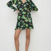 Online Oasis Slinky Jersey Floral V Neck Mini Dress Black