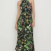 Outlet Oasis Slinky Jersey Halter Neck Midi Pleat Dress Rust