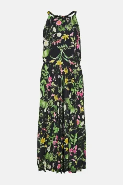 Outlet Oasis Slinky Jersey Halter Neck Midi Pleat Dress Rust