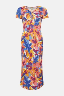 Outlet Oasis Slinky Jersey Keyhole Front Midi Dress Ivory