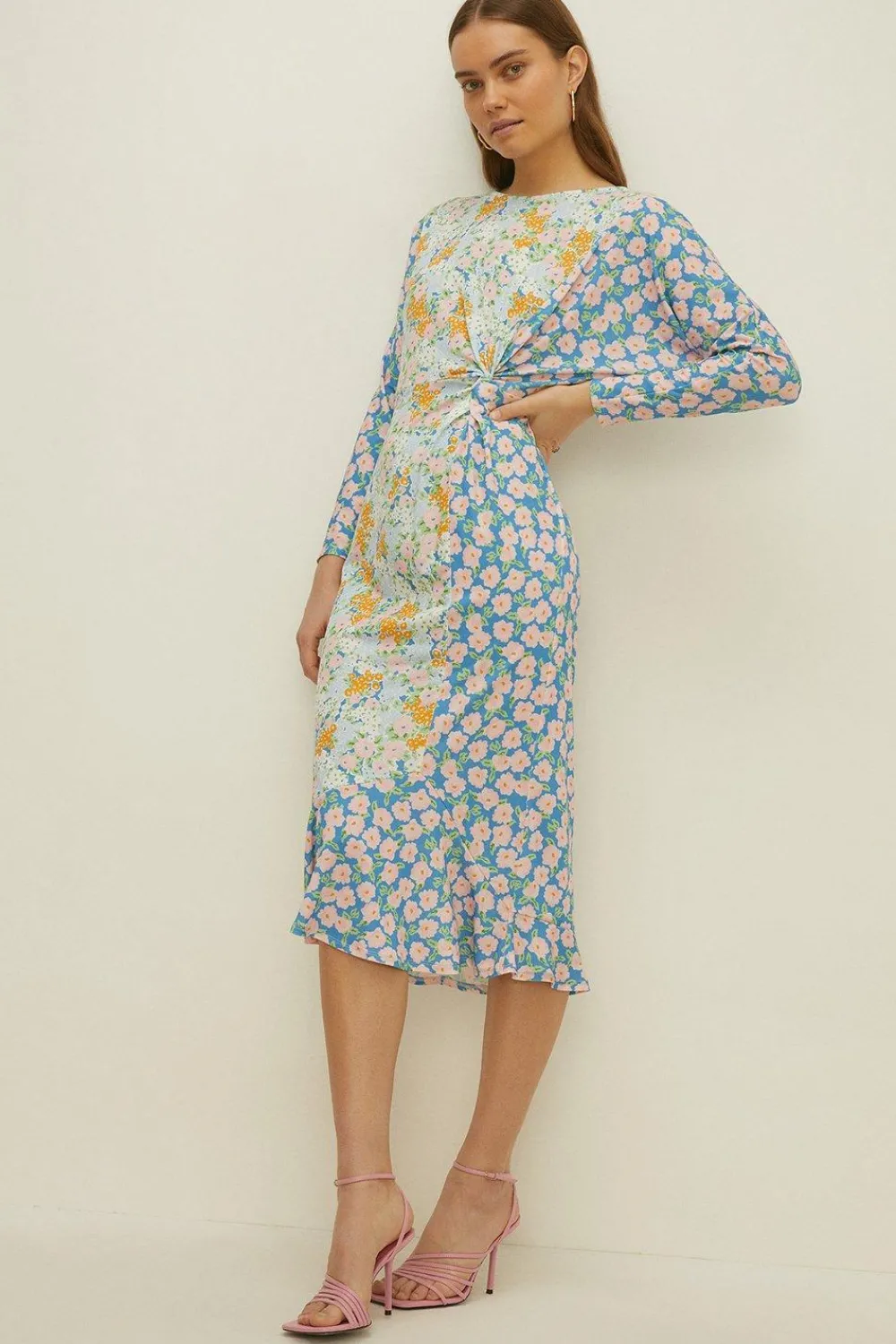 Outlet Oasis Slinky Jersey Patched Batwing Midi Dress Multi