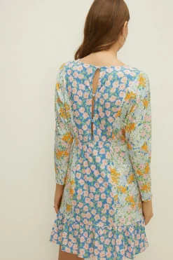 Discount Oasis Slinky Jersey Patched Batwing Mini Dress Multi