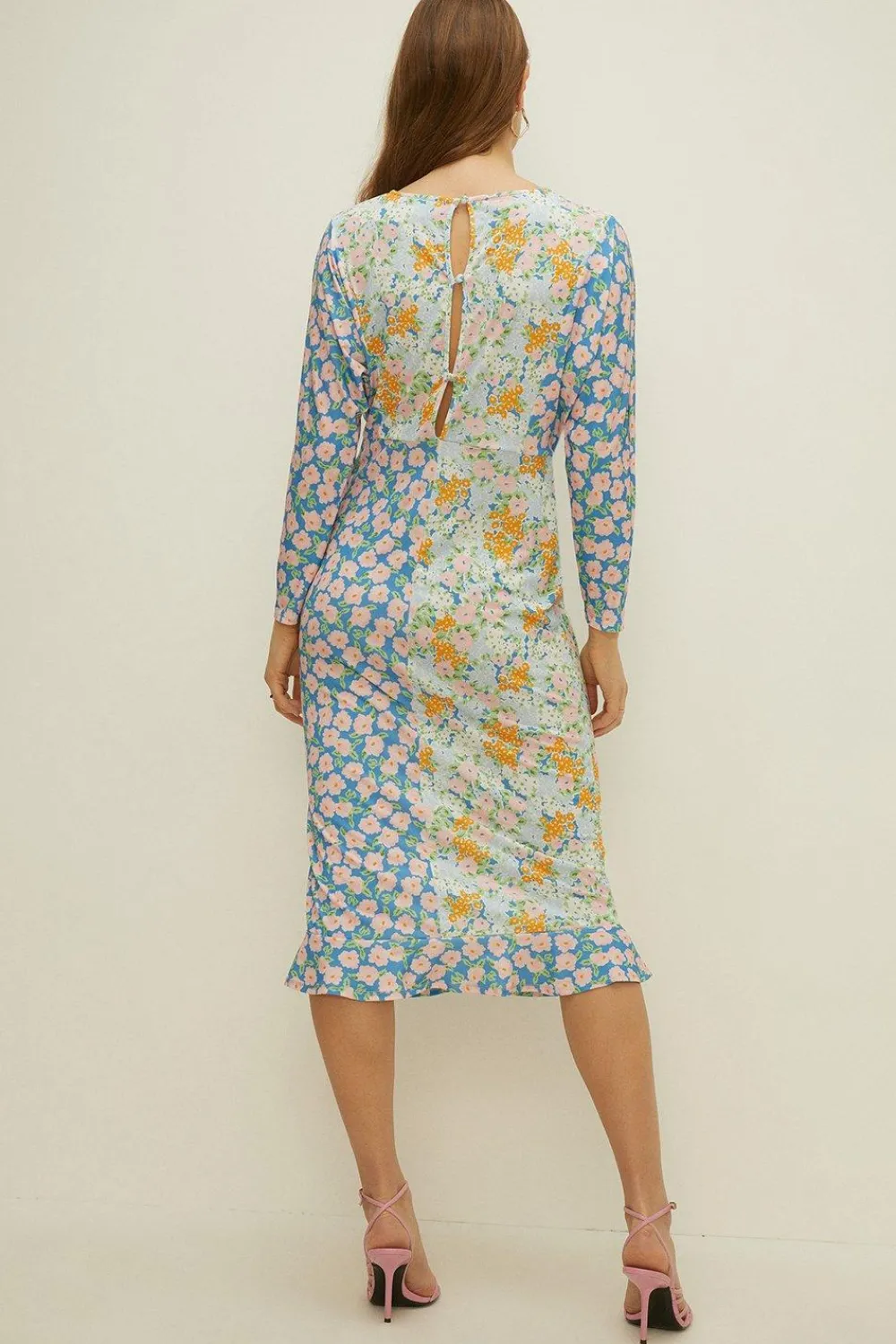 Outlet Oasis Slinky Jersey Patched Batwing Midi Dress Multi