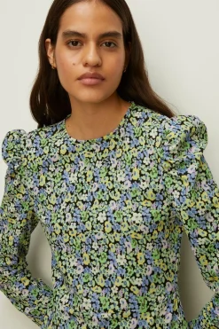 Hot Oasis Small Pansy Crinkle Midi Dress Green