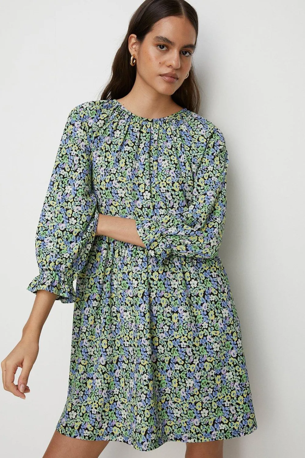 Discount Oasis Small Pansy Crinkle Mini Dress Green