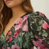 Best Oasis Soft Floral Printed Wrap Dress Black