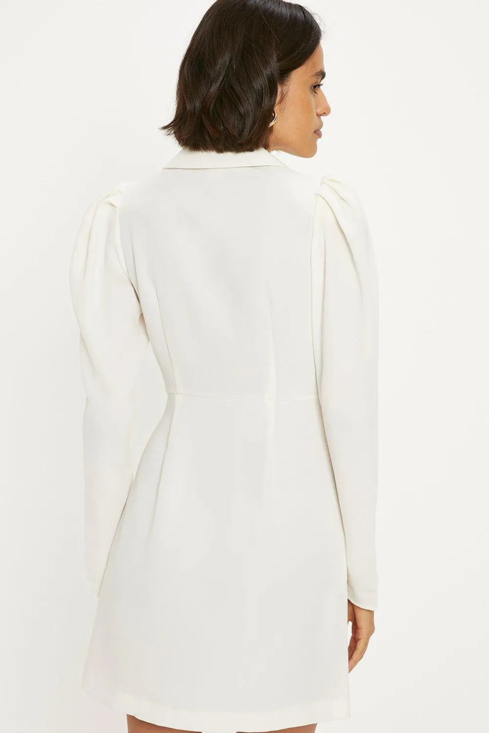 Clearance Oasis Soft Tailored Puff Sleeve Wrap Dress Ivory