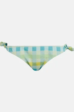 Clearance Oasis Sparkle Gingham Tie Side Bikini Bottom Neon-Green