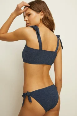 Online Oasis Sparkle Tie Shoulder Bikini Top Navy