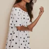 Online Oasis Spot Bardot Mini Dress White