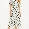 Discount Oasis Spot Stretch Crepe Ruched Front Midi Dress Mono