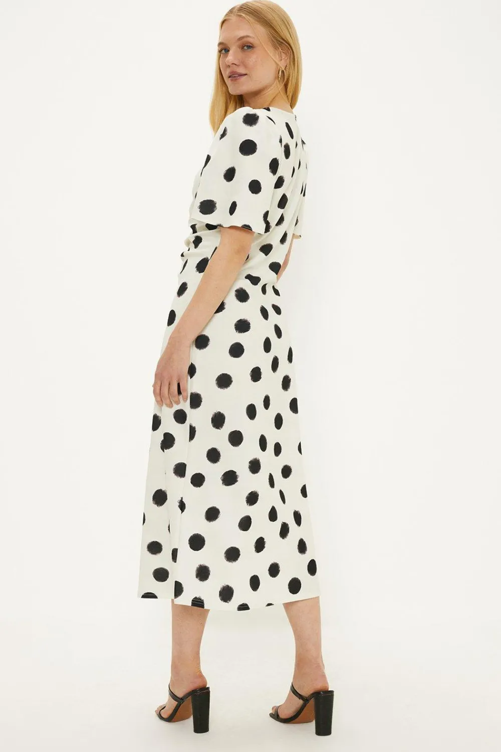 Discount Oasis Spot Stretch Crepe Ruched Front Midi Dress Mono