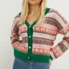 New Oasis Statement Button Fairisle Cardigan Multi