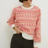 Discount Oasis Statement Button Fairisle Jumper Pink