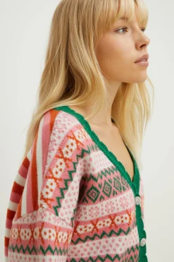 New Oasis Statement Button Fairisle Cardigan Multi
