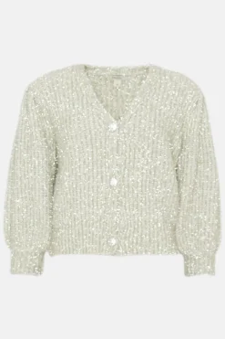 Online Oasis Statement Button Tinsel Cardigan Gold