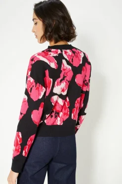 Clearance Oasis Statement Floral Jacquard Jumper Black