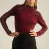 Discount Oasis Statement Hotfix Scallop High Neck Jumper Black