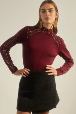Discount Oasis Statement Hotfix Scallop High Neck Jumper Black