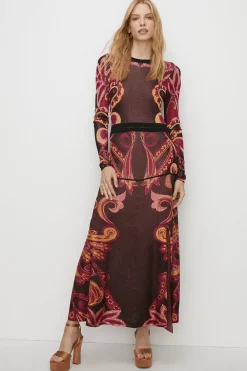 Best Oasis Statement Jacquard Midaxi Knit Dress Black