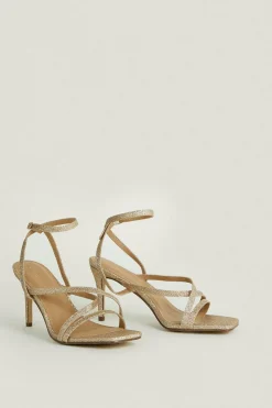 Outlet Oasis Stiletto Mid Heeled Sandals Gold