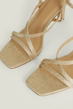 Outlet Oasis Stiletto Mid Heeled Sandals Gold