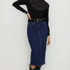 Online Oasis Straight Denim Midi Skirt Pale Wash