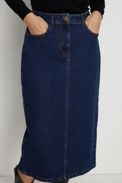 Online Oasis Straight Denim Midi Skirt Pale Wash