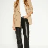Sale Oasis Straight Leg Leather Trouser Black