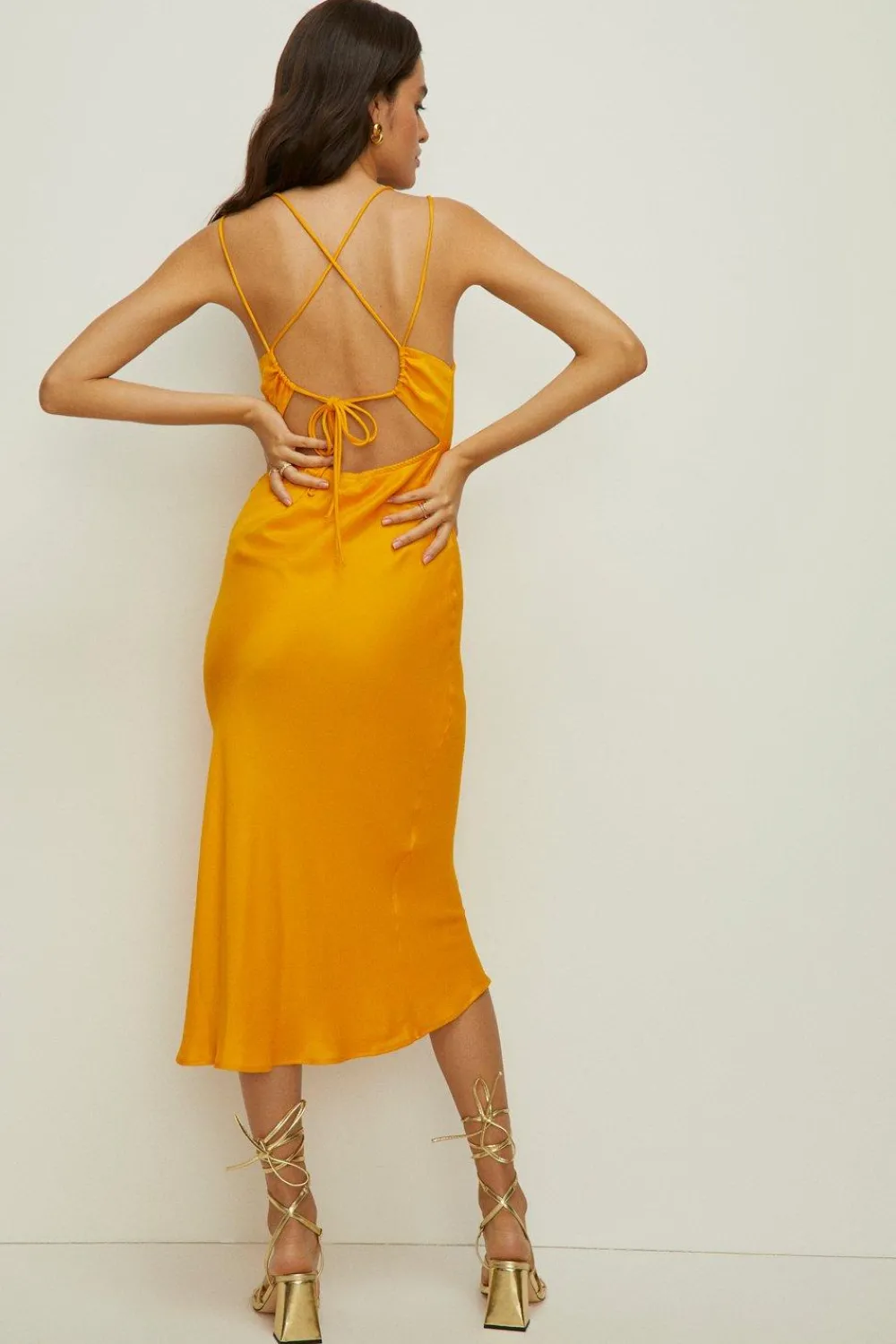 Sale Oasis Strappy Back Satin Slip Dress Purple