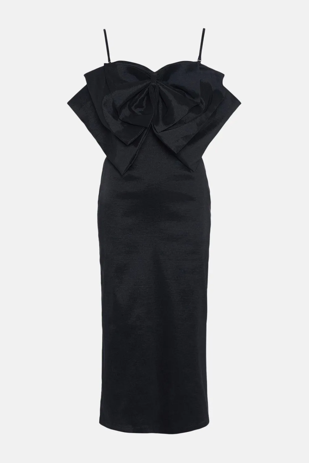 New Oasis Strappy Extreme Bow Column Midi Dress Black