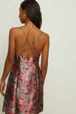 Online Oasis Strappy Large Floral Jacquard Mini Dress Multi