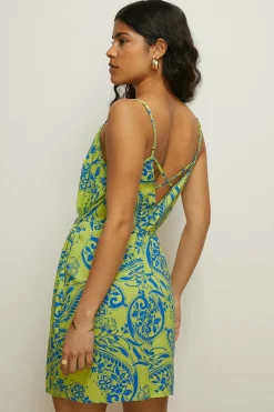 Outlet Oasis Strappy Mini Dress Chartreuse