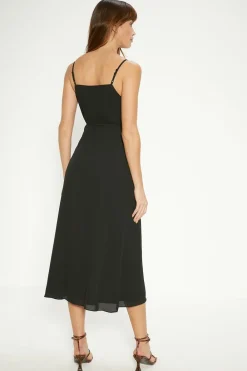 Online Oasis Strappy Wrap Midi Dress Black