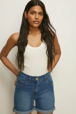 Best Oasis Stretch Denim High Waist Lily Short Neutral