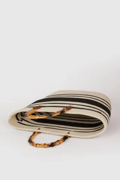 Clearance Oasis Stripe Bamboo Handle Detail Bag Mono