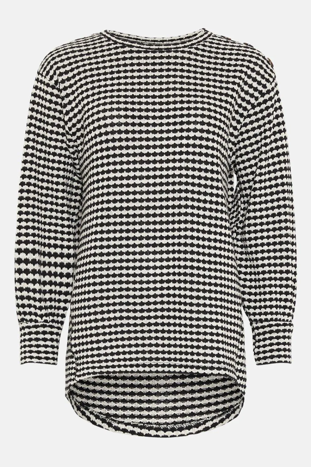 New Oasis Stripe Button Shoulder Tunic Black