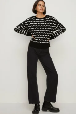 New Oasis Stripe Pointelle Detail Jumper Blue