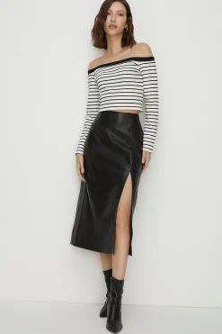 Discount Oasis Stripe Ponte Bardot Top Blackwhite