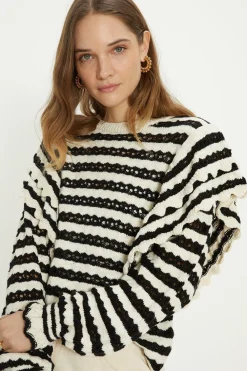 Clearance Oasis Stripe Ruffle Detail Jumper Mono
