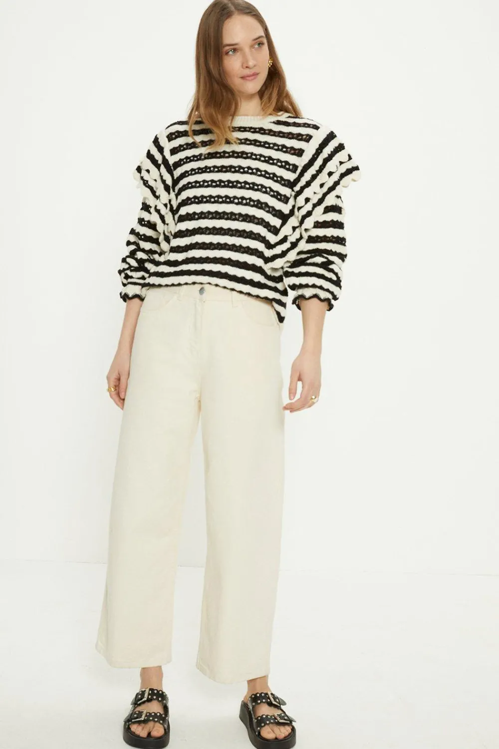 Clearance Oasis Stripe Ruffle Detail Jumper Mono