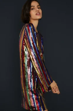 Discount Oasis Stripe Sequin Mini Dress Multi