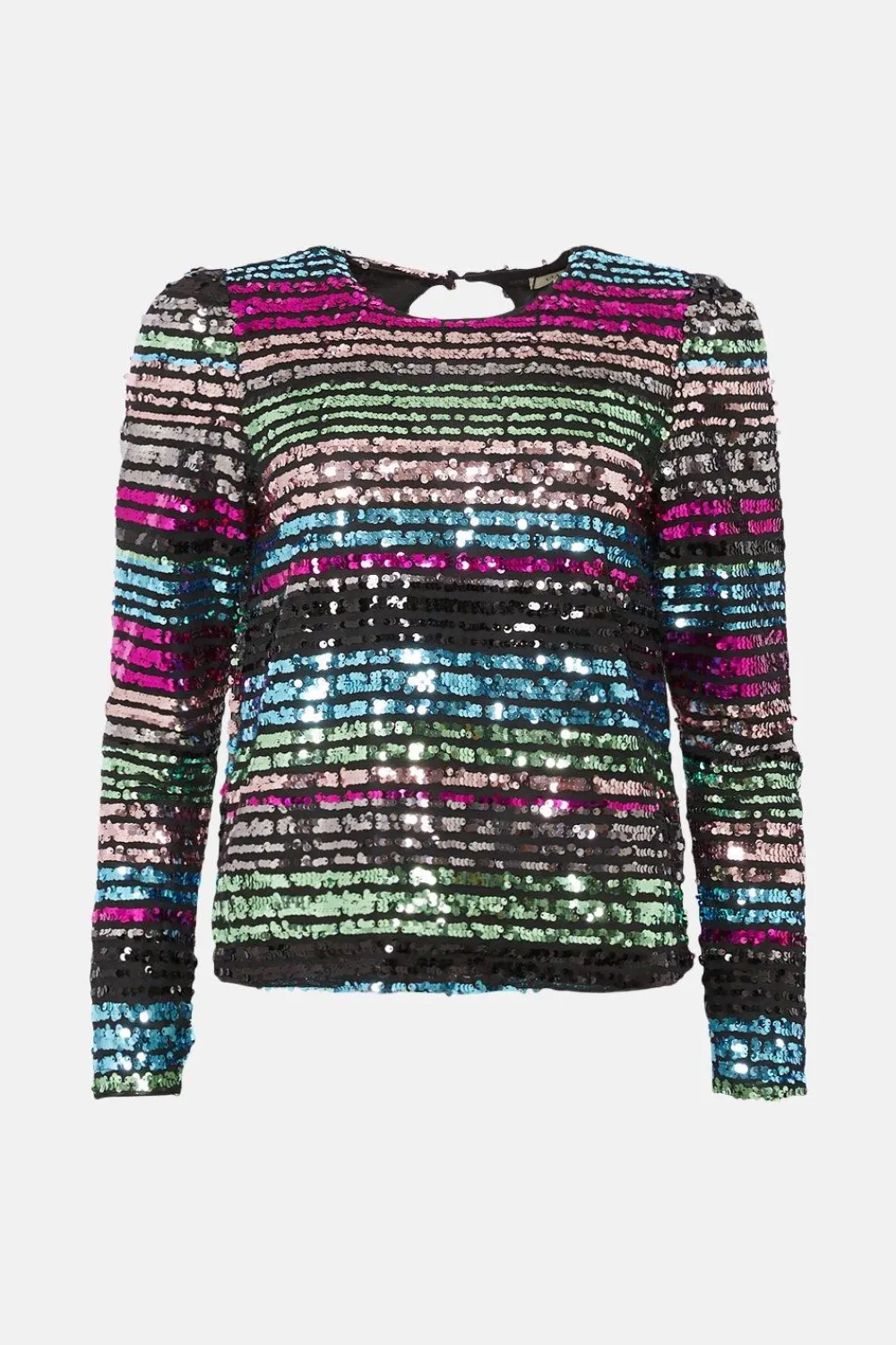 Sale Oasis Stripe Sequin Puff Sleeve Top Multi