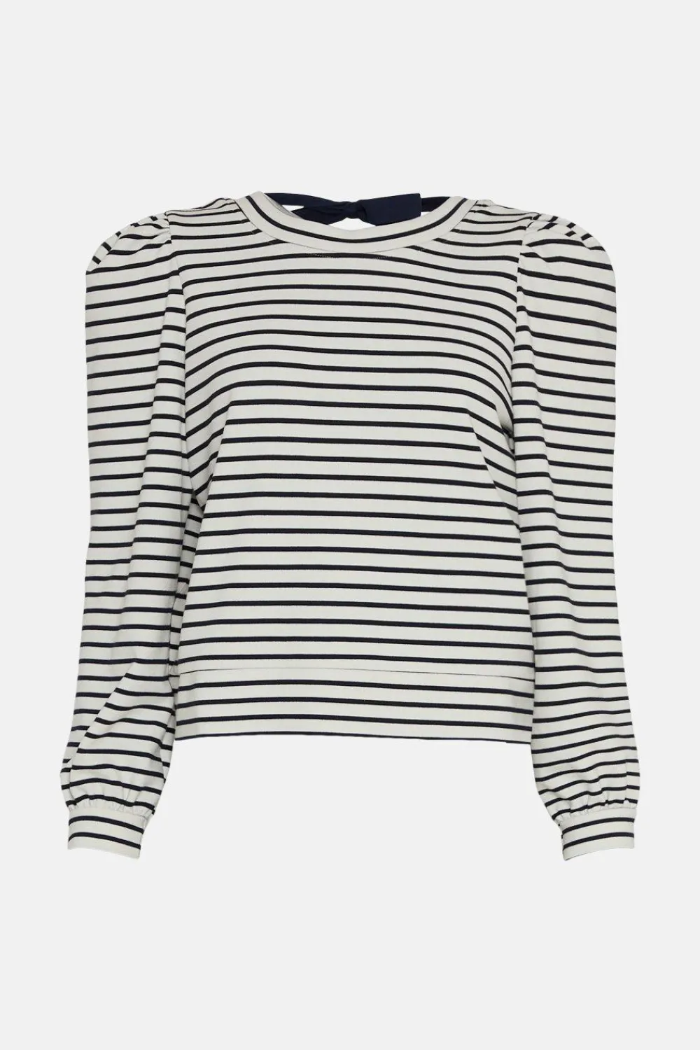 Fashion Oasis Stripe Tie Back Crew Neck Sweatshirt Navy