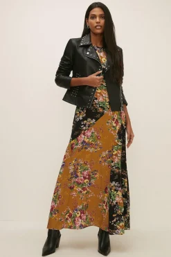 Sale Oasis Studded Leather Jacket Black