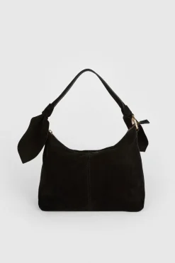 Sale Oasis Suede Slouchy Shoulder Bag Black