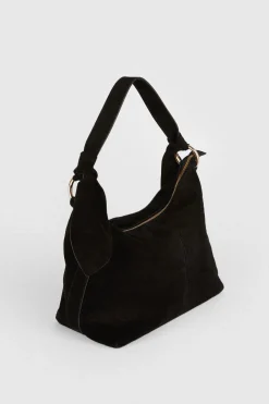 Sale Oasis Suede Slouchy Shoulder Bag Black