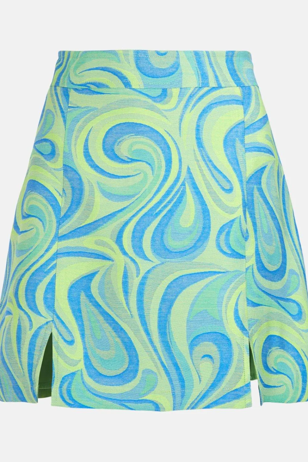 Fashion Oasis Swirl Jacquard Mini Skirt Green