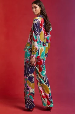Online Oasis Swirl Printed Button Through Satin Shirt Multi